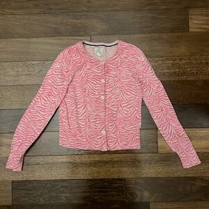 Lands’ End Kids Girls Size M 5-6 Button Up Cardigan 🦓